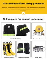 Combinaison de pompier HongAn en aramide deux pièces bleu marine/jaune ATPV 1 résistante à l'usure et aux coupures Nomex pour les incendies structurels