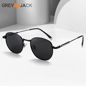 แว่นกันแดดทรงกลมเกรย์แจ็คกรอบโลหะสีดำ UV400 โพลาไรซ์ ยูนิเซ็กส์ ประเภท 3 แว่นกันแดด เลนส์ TAC - Product Image 1