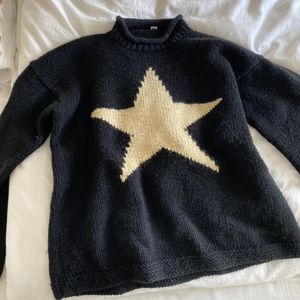 Tùy chỉnh nhà sản xuất của phụ nữ đan Sao Jumper Áo Thun quá khổ Intarsia Jacquard Retro Chunky Đan Áo len với Ngôi Sao - Product Image 4