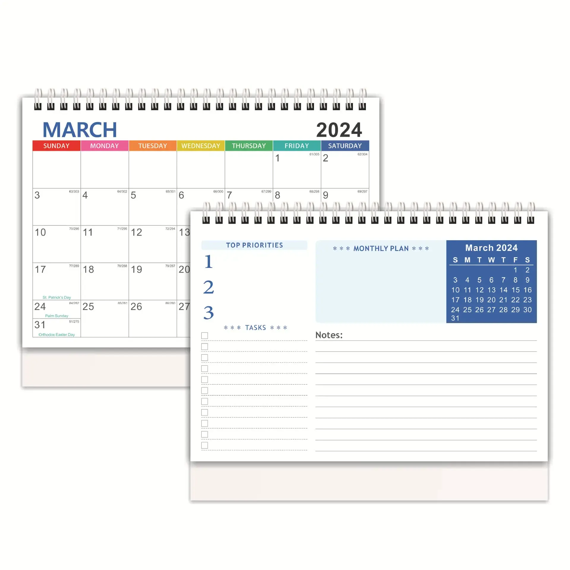 Bview Art Desk Calendar Diario Mensual Página Calendario Logotipo personalizado 2024 Lista de tareas Calendario