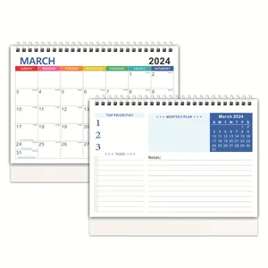 Bview Kunstschreibtisch-Kalender täglicher monatlicher Seitenschema-Kalender benutzerdefiniertes Logo 2024 Aufgabenliste Kalender