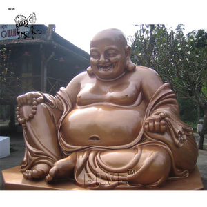 Statue de Bouddha riant en bronze grandeur nature BLVE, Bouddha ventru en métal, Bouddha chanceux et heureux en cuivre, sculpture - Product Image 6