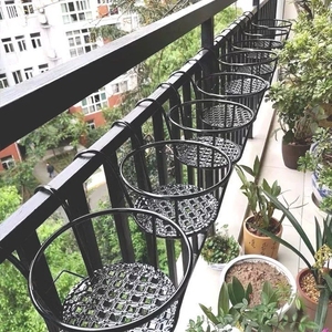 Cesto di fiori appeso per balcone <span class=keywords><strong>in</strong></span> <span class=keywords><strong>ferro</strong></span> <span class=keywords><strong>battuto</strong></span>/ringhiera per piante/portapacchi per porte - Product Image 3