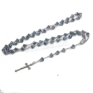 Collana rosario in lega di zinco perline di cristallo colori misti per 1515932 unisex