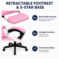 Chaise de bureau ergonomique pour le gaming, inclinable, avec support lombaire, dossier haut, pivotante, hauteur réglable, repose-pieds, design européen
