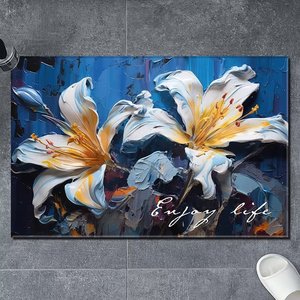 Alfombra de Baño de Tierra de Diatomeas con Diseño Floral Rectangular, Absorbente, Antideslizante, Lavable, de Secado Rápido y Diseño Contemporáneo - Product Image 2