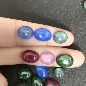 พลอยแซฟไฟร์รูปดาวทรงรีแบนใส พลอยคอรันดัมสังเคราะห์ สีขาว ชมพู ฟ้า เขียว รูบี้ สีรุ้ง พลอยแซฟไฟร์สีรุ้ง - Product Image 6