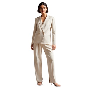Nuovo Design personalizzato <span class=keywords><strong>donna</strong></span> manica lunga profondo scollo <span class=keywords><strong>a</strong></span> V <span class=keywords><strong>righe</strong></span> doppio petto abito formale <span class=keywords><strong>Blazer</strong></span> per ufficio - Product Image 1