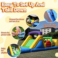 Structure gonflable commerciale de 22 pieds pour grands enfants, parcours d'obstacles gonflable avec piscine à jets d'eau, toboggan aquatique large, château gonflable de 22x8x8.2 pieds