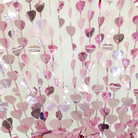 Toile de fond rose en forme de cœur 1*2m, décor de porte fenêtre, rideau coloré en feuille d'aluminium pour fête d'anniversaire et mariage