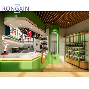 Custom Ice Cream Bubble Tea Juice Shop Interior Design Display Cabinet Coffee Milk Tea Shop Counter