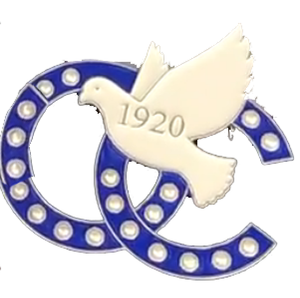 Spilla da bavero in argento DST Sorority Famous Delta CC Sorority, di design, con perla Rossa Lady Fortitude, gioiello - Product Image 5