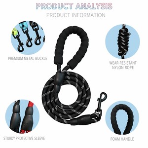 <span class=keywords><strong>Laisse</strong></span> pour <span class=keywords><strong>chien</strong></span> en nylon tressé multicolore sur mesure OEM, robuste, anti-traction, avec poignée rembourrée en mousse, réfléchissante, pour la promenade des animaux - Product Image 3
