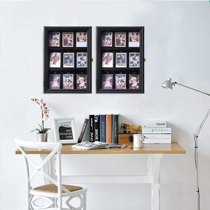 Vitrine murale verticale 9 emplacements pour <span class=keywords><strong>cartes</strong></span> à collectionner, noire <span class=keywords><strong>avec</strong></span> serrure dorée, en acrylique anti-UV, boîte à <span class=keywords><strong>cartes</strong></span> sportives pour <span class=keywords><strong>cartes</strong></span> - Product Image 2