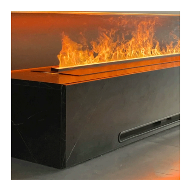 Modern Linear 3D LED Water Steam Fireplace Insert Intelligent Vapor Mist Electric for Hotel Decorative Steel WiFi Controlled