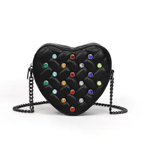PU Leather Colorful Shoulder Purse Color patchwork crossbody bag Multicolor Square Chain Bag, Fashion Rainbow Handbag