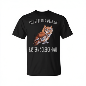 Camiseta Eastern Screech Owl con diseño para amantes de las aves, color negro, ajuste unisex para adultos - Product Image 2