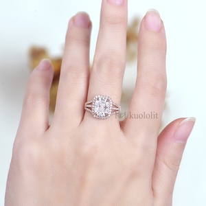 Kuololit HK 10k yellow and white gold moissanite rings Rectangle Moissanite Ring Brand Fine Jewelry <b>Wedding</b> Customized Jewelry - Product Image 6