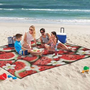 80*118in Hawaii Custom Watermelon Frangipani Hau Large Size Picnic Blankets Easy Foldable Washable Hand Bag Camping Blanket - Product Image 5