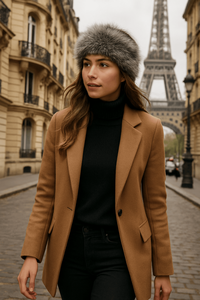 Solid-<span class=keywords><strong>Color</strong></span> minimalista e elegante Faux <span class=keywords><strong>Fur</strong></span> moda inverno quente Headband para olhar elegante confortável - Product Image 3