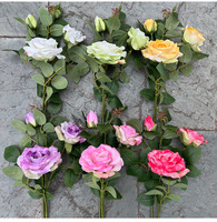 Rose chinoise 3D en soie artificielle de haute qualité, pour mariage, remise de diplôme, Noël, utilisation intérieure/extérieure toute l'année, 73 cm, décorative