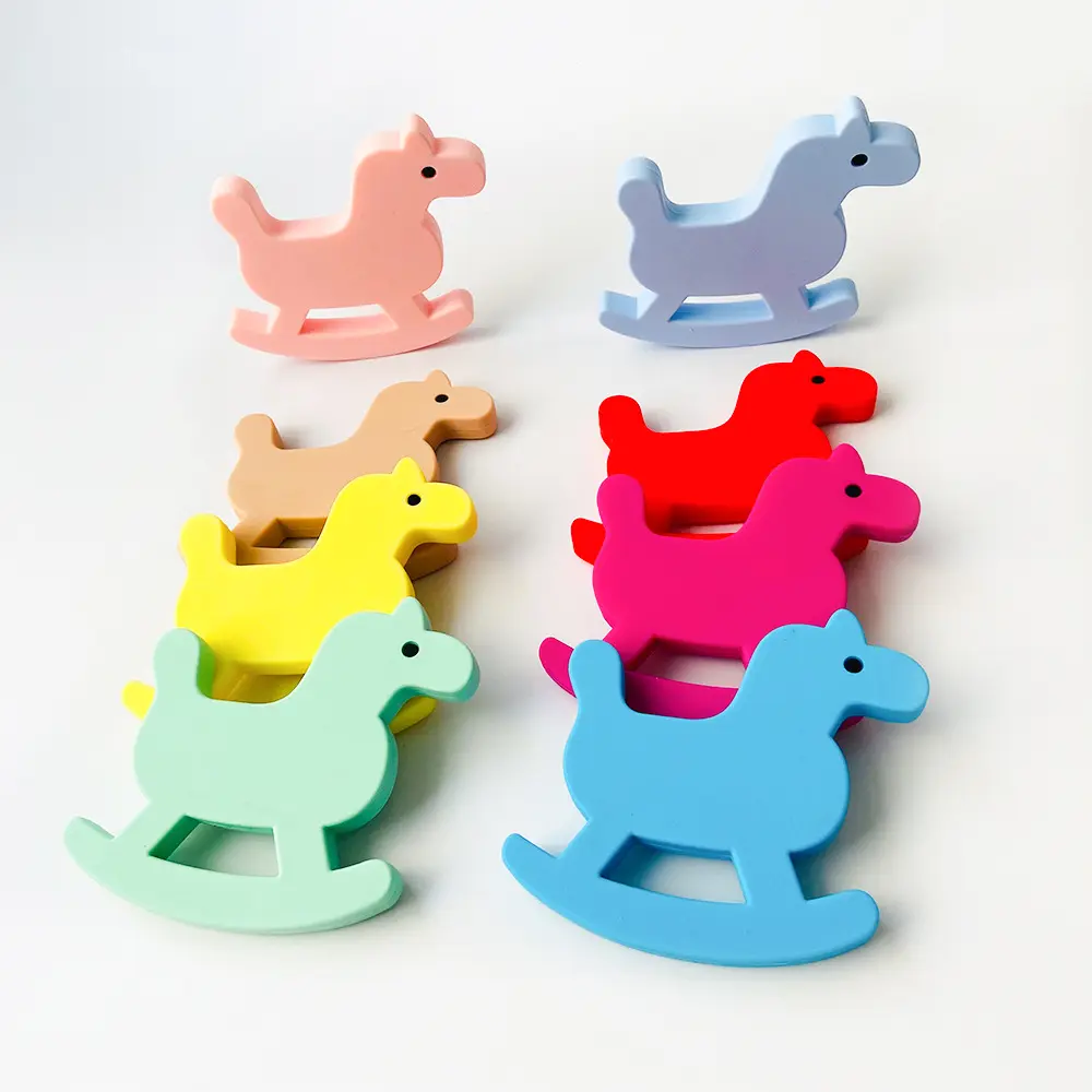 Massaggiagengive in silicone cartoon horse shapes animal massaggiagengive giocattoli per la dentizione del bambino giocattoli per la dentizione in silicone bpa free teethers