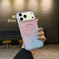Coque de téléphone magnétique transparente en TPU PC à motif coquille pailletée dégradée pour iPhone 18 17 16 Pro Max, antichoc