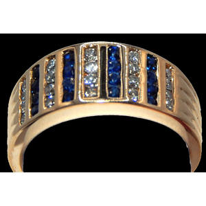 Anillo de Oro de 14K con 20 Diamantes y 16 Zafiros Tamaño TGW: .68 CT - Product Image 3