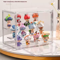 Boîte aveugle modèle en acrylique présentoir de rangement Labubu empilable en plastique transparent boîte de rangement à main de bureau support bureau à domicile
