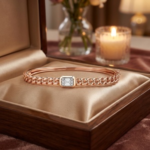 18K Gold Emerald Cut Lab Created Diamond Tennis <b>Bracelet</b> EF VVS VS CVD Diamond Fine Jewelry for Women - Product Image 4