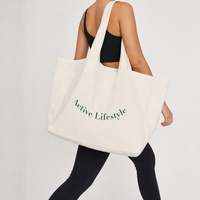 Sac fourre-tout en coton réutilisable, sac de shopping en toile résistante avec poche intérieure, grande capacité pour femmes, voyage, pique-nique, travail quotidien