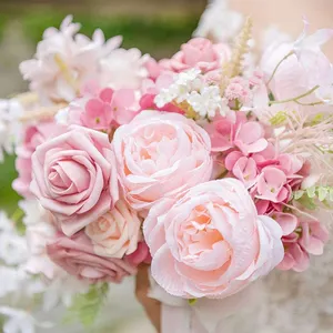 Flores de tacto gerçek güller yapay çiçekler shabby allık sabun rosas rojas buket düğün masa için centerpieces