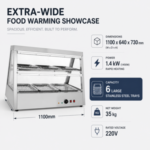 Vitrine chauffante commerciale à double couche pour aliments, 220V 1.4kW, pour boulangerie, restaurant, buffet, traiteur - Product Image 2