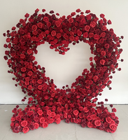 A-1523 coeur forme fleur arc avec support artificielle Rose fleur toile de fond mariage scène décoration coeur rouge fleur arc