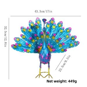 Antique-style Iron <b>Peacock</b> Statue New Metal Decorative Outdoor Garden <b>Ornament</b> Die Cut & Painted Custom Logo PIN - Product Image 6