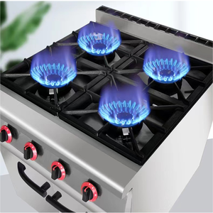 Poêle à gaz verticale à quatre yeux avec base d'armoire Cuisinière à gaz commerciale à 4 brûleurs avec armoire Cuisinière à gaz commerciale Combi - Product Image 3