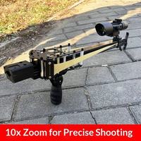 Fusil tactique JFU avec lunette de visée optique - Catapulte de chasse à haute puissance en aluminium de qualité aéronautique CNC avec déclencheur mécanique