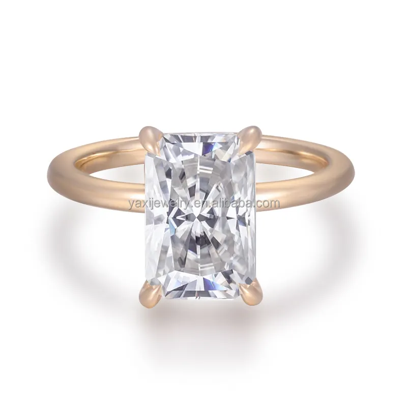 Asli 9K 10K 14K 18K padat diisi emas 1ct - 5ct D VVS Radiant cut Moissanite berlian pertunangan Band Halo cincin untuk wanita