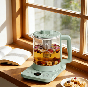 <span class=keywords><strong>Bollitore</strong></span> <span class=keywords><strong>Elettrico</strong></span> Multifunzione per la Salute 1.8L in Vetro Borosilicato <span class=keywords><strong>con</strong></span> <span class=keywords><strong>Infusore</strong></span> e Portauova, Timer Digitale Preimpostato - Product Image 1