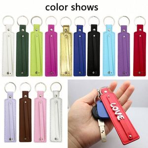 Hot Sales DIY PU <b>Leather</b> <b>Keychain</b> with Zinc Alloy Metal Charms Soft Enamel Letters & Flowers Custom Logo - Product Image 2