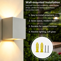 Applique murale LED carrée étanche IP65 2x6W (2x6W) avec boîtier en aluminium, entrée AC230V, éclairage haut et bas, pour jardin