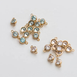 विंटेज गहने स्थायी जन्मस्टोन ज़िरकॉन ब्रैसलेट हार कनेक्टर सोने से भरा बेज़ेल सेटिंग गैर तिरश 14k - Product Image 4