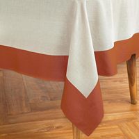 Nappe en lin classique 100% contraste de caramel naturel élégant pour la décoration intérieure de table à manger