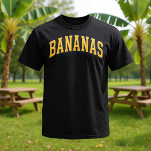 Camiseta clásica Bananas Throwback con texto en negro y amarillo, unisex, para adultos, cuello redondo, manga corta - Product Image 3
