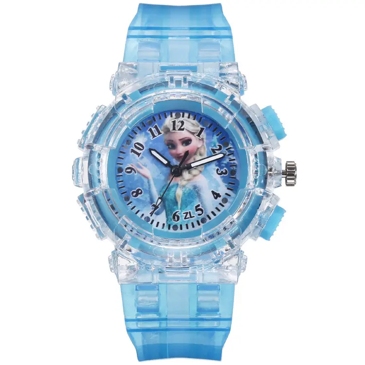 Goedkope Promotie Geschenken Prinses Polshorloge Quartz Kids Licht Horloge Flitslicht Lichtgevende Kinderen Horloge