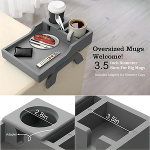 Customized Couch <strong>Arm</strong> Tray With 360 Rotating Cup Holder Bamboo Sofa <strong>Arm</strong> Tray for Couch Folding Sofa Armrest Tray