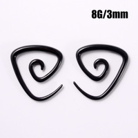 Nouveau tunnel de piercing en acrylique noir triangulaire en spirale conique avec dilatateur d'oreille pour homme, plug d'étirement, plug d'oreille escargot