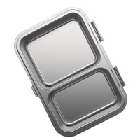 Großvolumige 304 Edelstahl-Lunchbox mit 2 Fächern, erhöhtem Deckel, Geruchsschutz, Speisenwärmung, tragbar für Kinder