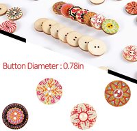 Kancing Bunga Kayu Dekoratif Vintage 25Mm Kancing Kayu Bulat untuk Pakaian