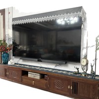 Nouvelle housse de télévision en maille transparente de style européen personnalisable, avec bordure en dentelle, pour meuble TV, chemin de table, armoire à chaussures
